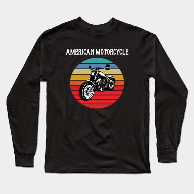 Motorcycle Sunset Vintage Long Sleeve T-Shirt by JeffDesign